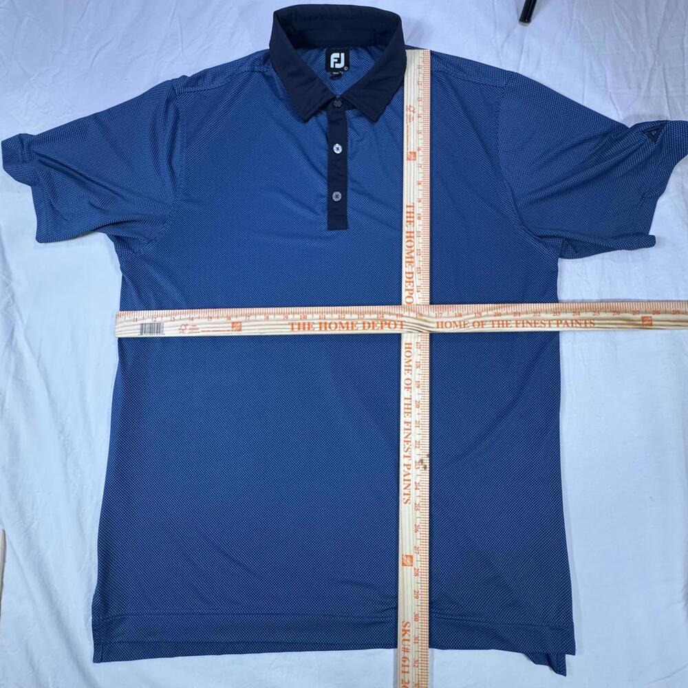 FJ Foot Joy Polo Shirt Mens Large Navy Blue Geometric Performance Golf - Picture 6 of 12